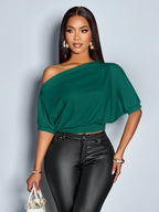 Women's Off Shoulder Ruched Top with Puff Sleeves