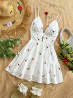 Black V-Neck Sleeveless Backless Summer Dress for Women, Casual Beach Party Wear