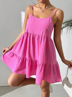 Backless Camisole Dress Ruffle Hem, Mini Dress