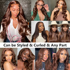 Body Wave Chocolate Brown Lace Front Wigs Human Hair
 Pre Plucked Brazilian Brown Virgin Hair Glueless HD Frontal Wig