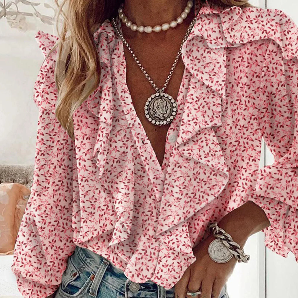 Summer Blouses For Women  Ruffle  Long Sleeve Loose