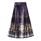 Womens Elegant Pleated Long Swing Skirt