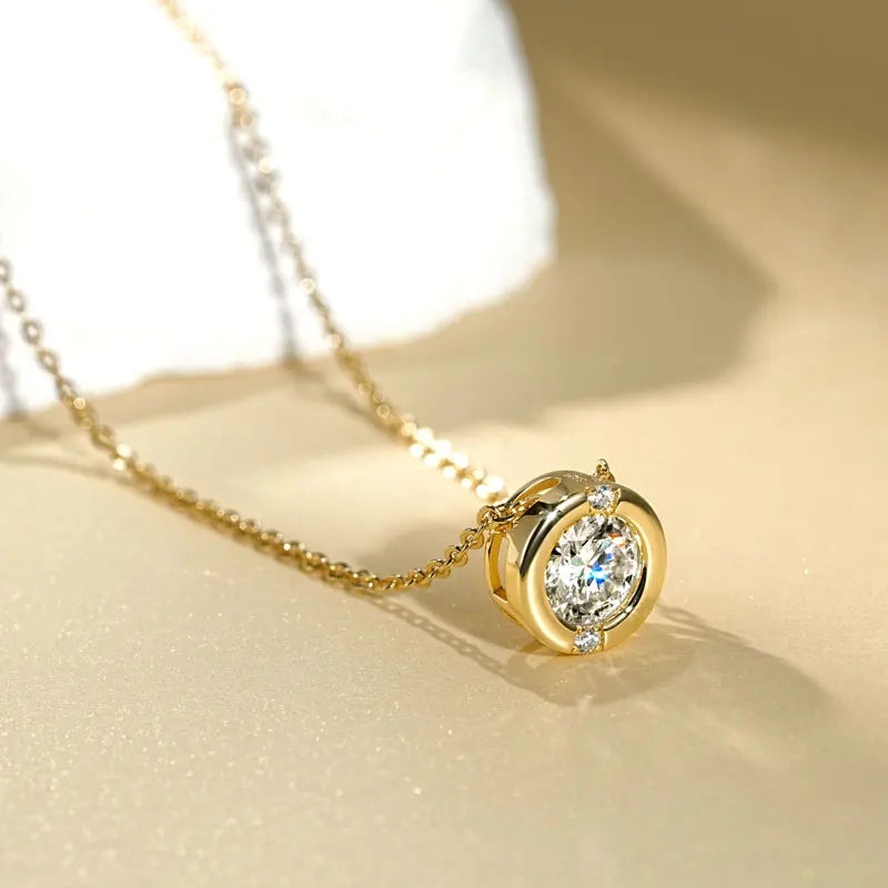 6.5mm Moissanite Bubble Pendant Necklace 925 Sterling Silver