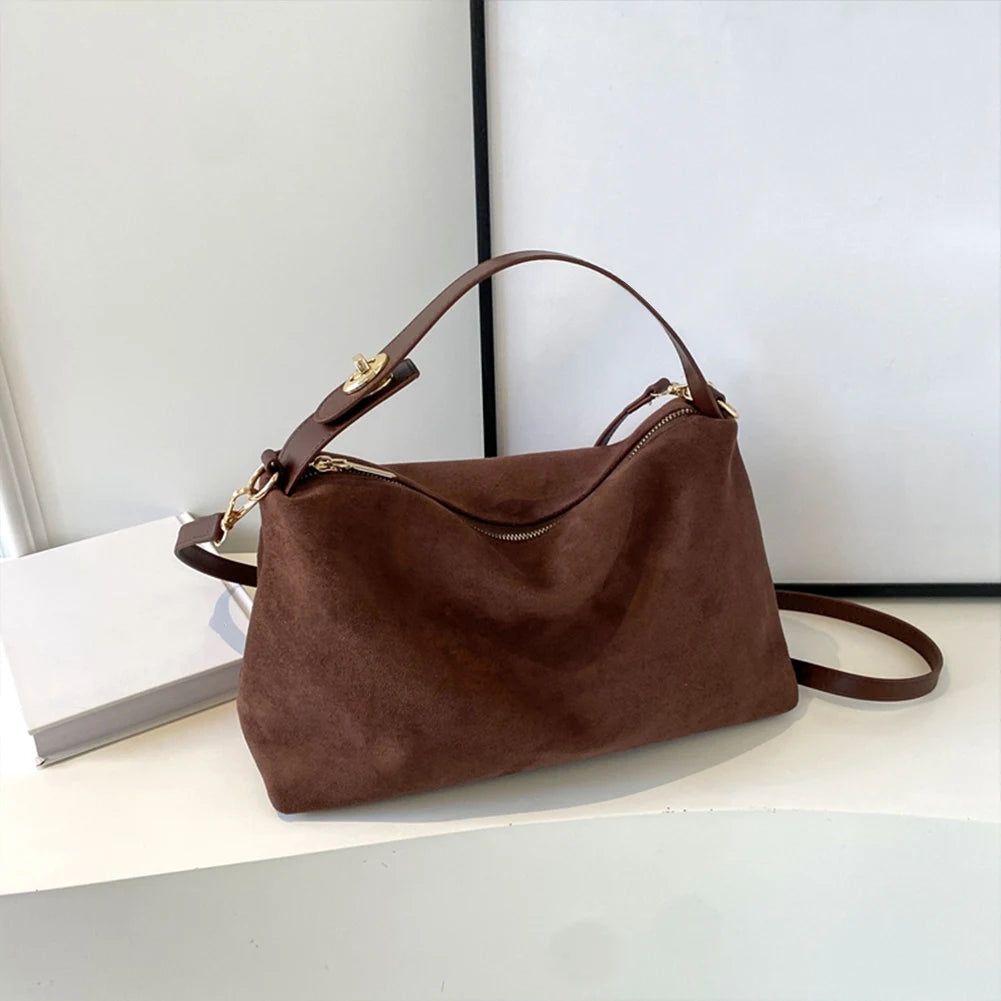 Autumn Big Boston Tote Soft Matte Suede