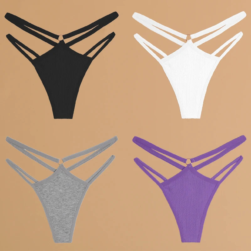 4Pcs Cotton Double Thin Thongs