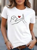 Fun Dog High Five Heart Printed Women's T-shirt