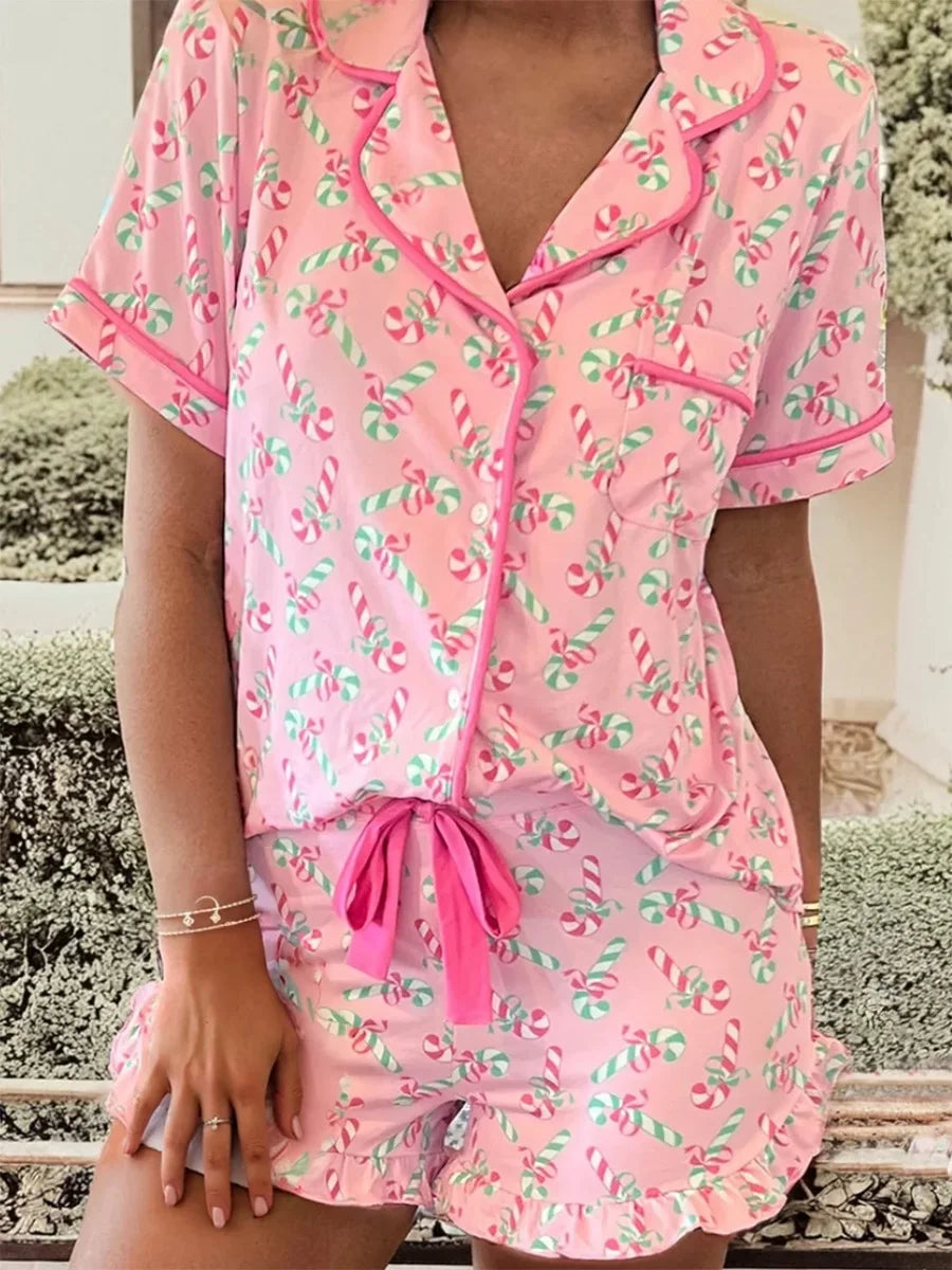 Womens Summer Pajamas  Elastic Waisted Shorts