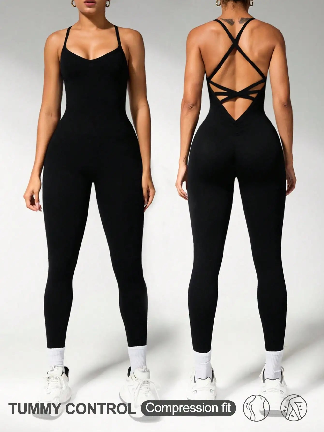 Women's Black Compression Jumpsuit