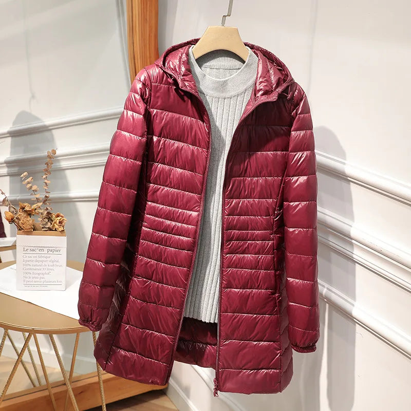 Light Down Jacket Ladies Overcoats Hip-Length