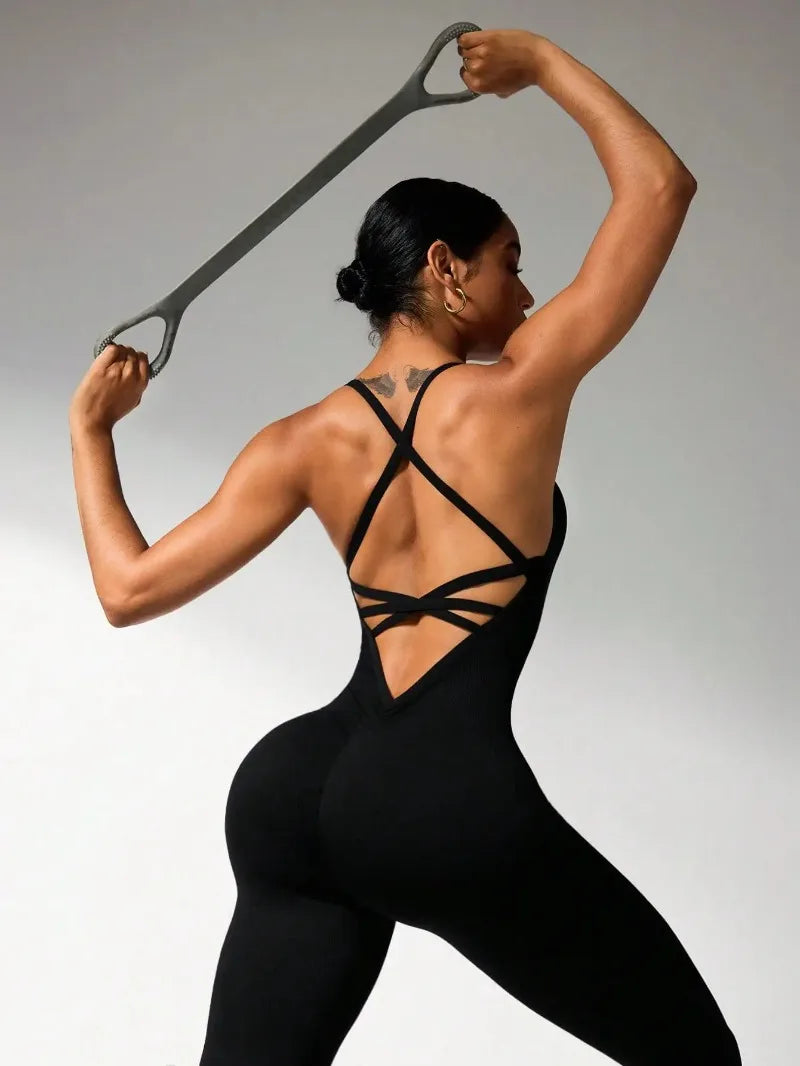 Women's Black Compression Jumpsuit