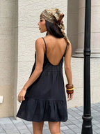 Backless Camisole Dress Ruffle Hem, Mini Dress