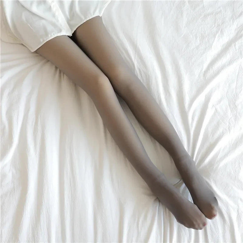 Fleece Leggings Translucent slim Pantyhose Woman Pants