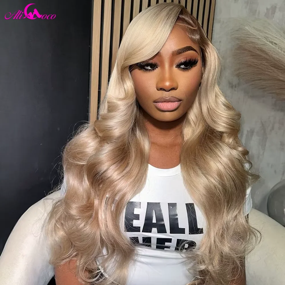 180 Density Brown Roots Ash Blonde Body Wave Lace Frontal Wig 
13x6 Ombre Ash Blonde Human Hair Wigs for Women