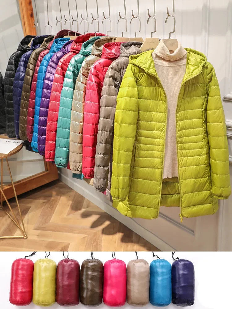 Light Down Jacket Ladies Overcoats Hip-Length