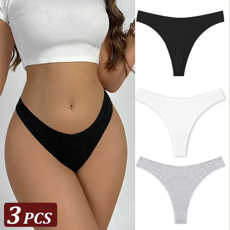 3Pcs/Set Seamless Thong Cotton Panties